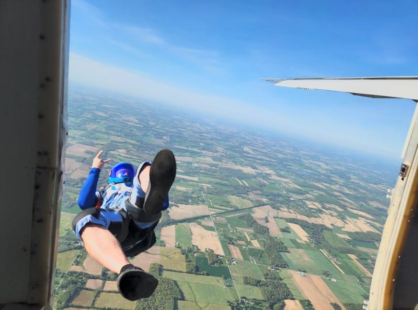 Mark Farmer exiting the aircraft in freefall